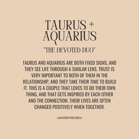 Taurus Love Compatibility + What Works 💜 #Listentothevirgo Taurus Aquarius Love Relationships, Taurus Man Aquarius Woman, Aquarius Taurus Compatibility, Taurus Compatibility Chart, Aquarius And Taurus, Taurus Love Compatibility, Taurus Signs, Taurus Compatibility, Taurus Pisces