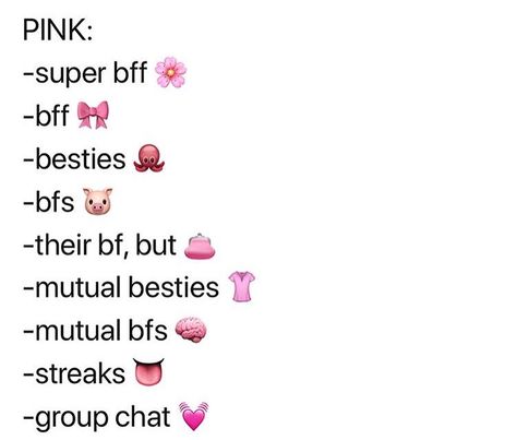 Pink Snapchat Friend Emojies Snap Friend Emoji Ideas Aesthetic Pink, Pink Snapchat Friend Emojis, Snapchat Friends List, Snapchat Streak Emojis, Pink Snapchat, Snap Emojis, Names For Snapchat, Friends Emoji, Emoji Names