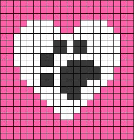 Alpha pattern #116227 | BraceletBook Dog Paw Perler Beads, Dog Paw Pixel Art, Paw Print Alpha Pattern, Paw Print Perler Bead Patterns, Paw Print Pixel Art, Pixel Art Coeur, Pixel Art Dog, Heart Paw Print, Duplicate Stitch