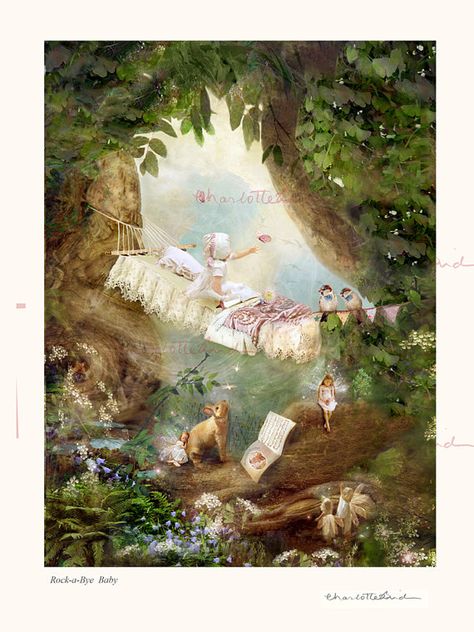 Woodland print..Unmatted Print only by CharlotteBirdfairies Charlotte Bird, Fairy Nursery, Rock A Bye Baby, Nursery Art Decor, Fairy Paintings, Mermaid Fairy, Unicorns And Mermaids, Woodland Art, Imaginary Friend