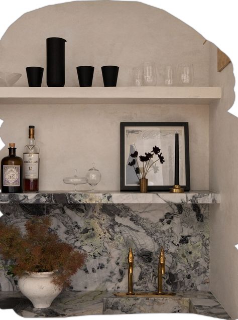 West Village Apartment, Home Bar Ideas, Home Bar Design, Iron Floor Lamp, Primary Suite, Concrete Dining Table, West Village, Bar Ideas, Art Portfolio