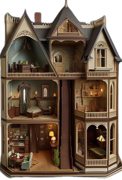 Victorian Mansion Dollhouse, Doll House Victorian, Doll House Bedroom Ideas, Cottagecore Dollhouse, Goth Dollhouse, Victorian Dollhouse Interior, Hobby Lobby Crafts, Magic House, Haunted Dollhouse