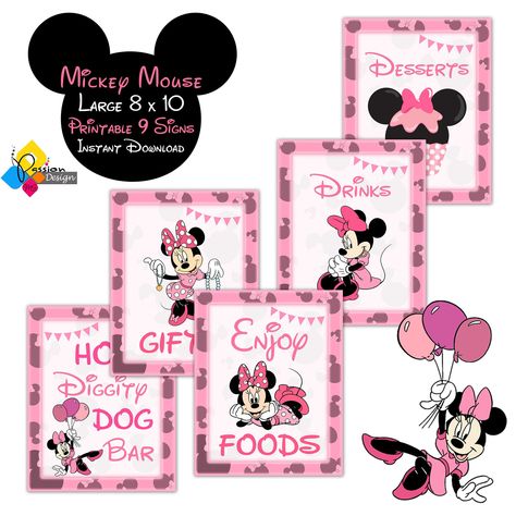 Printable Pink Minnie Mouse 9 Birthday Signs. Instant Download Minnie Mouse Large 8 x 10 Sign Package. Digital Set Minnie Mouse Party Signs https://etsy.me/3K151G2 #minniemouse #minniebirthday #minniemousesigns #minniepartysigns #minniepartykit #minnieprintables 9 Birthday, Birthday Signs, Bay Photo, Pink Minnie, Mouse Party, Minnie Mouse Party, Types Of Buttons, Pink Parties, Birthday Sign