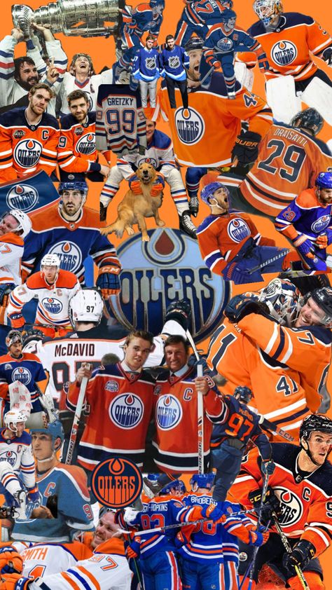 Edmonton oilers #sports #stanleycup #nhlhockey #nhl #hockey #edmontonoilers Nhl Hockey Teams, Nhl Wallpaper, Hockey Posters, Edmonton Oilers Hockey, Oilers Hockey, Penguins Hockey, Nhl Players, Hockey Team, Edmonton Oilers