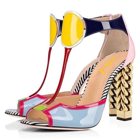 Step into a world of color and style with our Multicolor Patent Leather T-Strap Heels! 🌈👡 These peep-toe sandals with a metal chunky heel are the perfect blend of fashion-forward design and comfort. Make a statement with every step and let your vibrant personality shine through! 💃 Colored Heels, Womens Gladiator Sandals, T Strap Heels, Womens Stilettos, Lv Bags, Stylish Sandals, Drag Queens, Stiletto Sandals, Patent Leather Heels