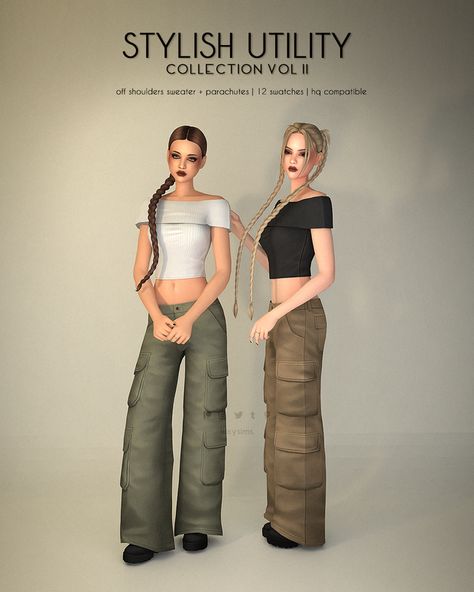 Sims 4 Clothes Female Pants, Sims Tops Cc, Sims 4 Female Pants, Sims Pants Cc, Sims 4 Off Shoulder, Sims 4 Pants Cc Female, Ts4 Cc Pants, Sims4 Cc Clothing Female Top, Sims 4 Cc Clothes Set