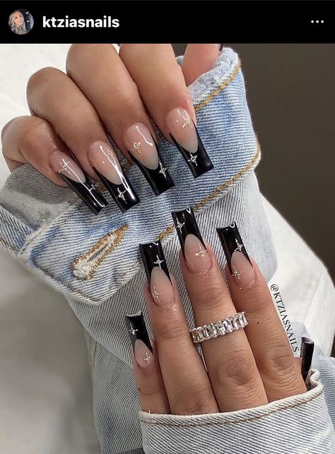 Ballerina Acrylic Nails, Tapered Square Nails, Black Acrylic Nails, Punk Nails, Grunge Nails, Pointed Nails, Girly Acrylic Nails, Basic Nails, French Tip Acrylic Nails