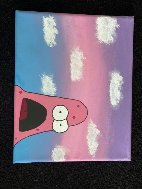 Spongebob and Patrick screaming Patrick Screaming, Patrick Painting, Spongebob And Patrick, Spongebob Painting, Star Painting, Cute Canvas Paintings, Paint Night, Spongebob Memes, Cute Paintings