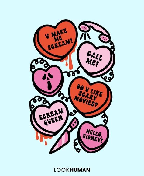 What's Your Favorite Scary Movie, Movie Candy, Valentines Movies, Epic Tattoo, Indie Drawings, Candy Stickers, Doodle Tattoo, Valentine Stickers, Candy Hearts