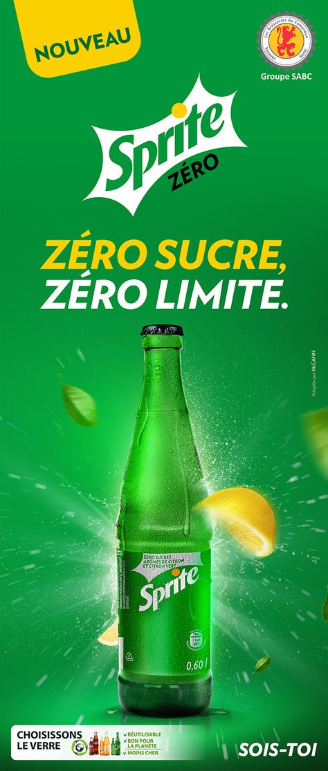 CAMPAGNE PRINT • SPRITE ZERO • FEVRIER 2020 on Behance Soda Advertising Design, Iklan Sprite, Sprite Advertisement, Sprite Design, Soda Ads, Sprite Zero, Soda Advertising, Juice Ad, Beverage Poster