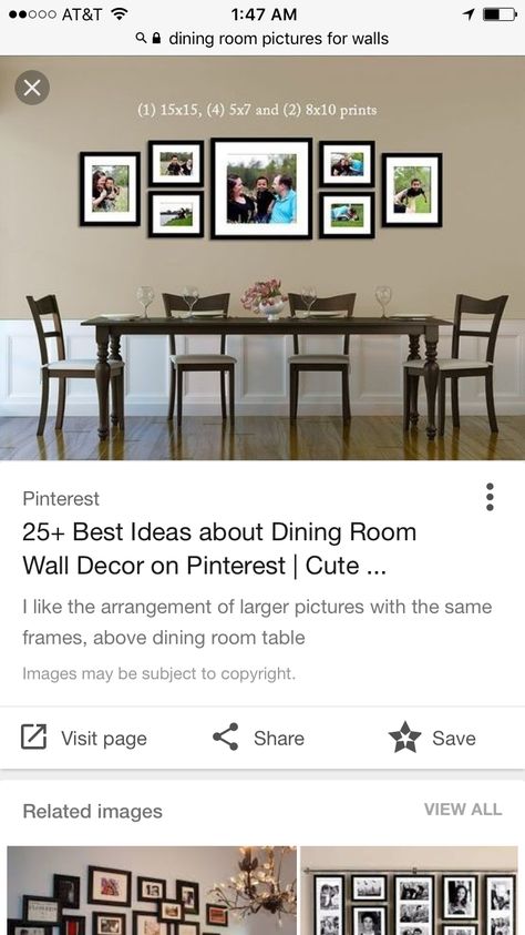 Frame Arrangement On Wall, Wall Behind Dining Table, Frame Arrangement, Frame Layout, Dining Room Wall Decor, Room Pictures, Dining Room Walls, Large Picture, Dining Room Table