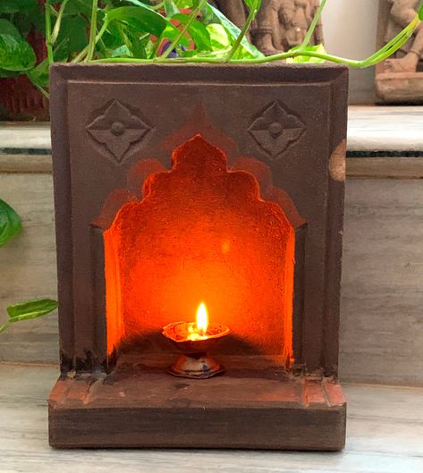 Excited to share the latest addition to my #etsy shop: Handmade Stone Shrine/Antique Small Stone Shrine/Rajasthani Aala/Indian Sandstone Altar/Decorating Lights And Diya/Home Decor Stone Artifact https://etsy.me/3MIoviv #pink #baptism #grey #sandstonealtar #stoneshrine Shrines And Altars Ideas, Wall Altar, Wall Shrines, Indian Sandstone, Diya Decoration Ideas, Shrines Art, Altar Design, India Home Decor, Cement Art