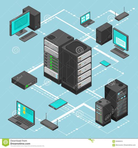 Isometric Map, Computer Server, Data Network, Downloading Data, Isometric Design, Diagram Design, Computer Icon, Data Structures, Business Networking