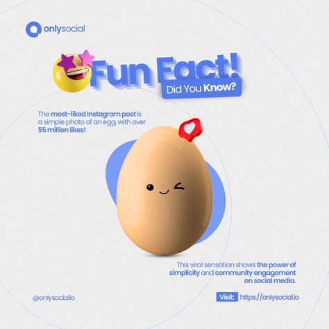 Who would've thought a simple egg could crack the internet?   🥚🤯 This proves that sometimes, less is more on social media.  Simplicity and community engagement can truly make an egg-straordinary difference!   #funfact #socialmediamarketing #viral #instagram #eggcellent Egg Donation, Instagram Grid, Easy Eggs, Simple Photo, Community Engagement, Like Instagram, Ads Creative, Less Is More, Fun Fact