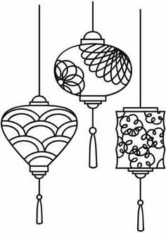 Lovely Lanterns | Urban Threads: Unique and Awesome Embroidery Designs Lantern Design Ideas Drawing, Chinese Lamp Drawing, Lantern Design Drawing, Doodle Lantern, Japanese Lanterns Drawing, Lantern Doodle, Lanterns Drawing, Japanese Doodles, Lantern Embroidery