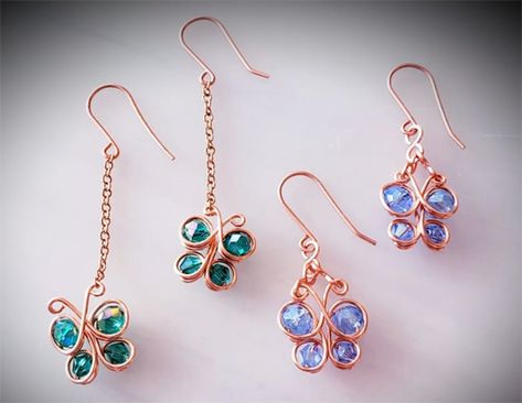 Butterfly Jewelry Diy, Butterfly Earrings Diy, Wire Butterfly Earrings, Wire Butterfly, Jewelry Tutorials Free, Diy Necklaces Tutorial, Earrings Diy Handmade, Diy Wire Earrings, Beautiful Beaded Jewelry