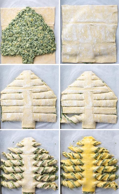 Holiday Party Food Appetizers, Christmas Tree Pull Apart Bread, Nye Food, Christmas Tree Bread, Tree Spinach, Spinach Artichoke Dip Easy, Christmas Finger Foods, Spinach Puff Pastry, Christmas Dip