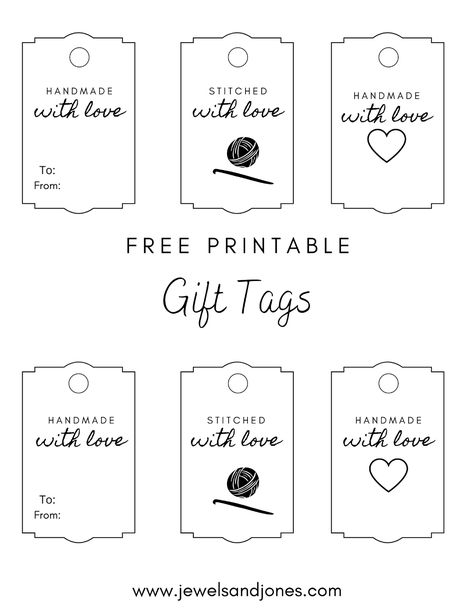 Crochet Gift Tags, Crochet Labels, Printable Tags Template, Handmade Gifts For Boyfriend, Tag Templates, Free Printable Tags, Free Printable Gifts, Printable Gift Tags, Free Printable Gift Tags