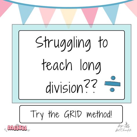 Are you struggling to teach long division? Have you shown your students the grid method? Sometimes all it takes is to switch the numbers from vertical to horizontal for students to understand. Follow for more math strategies coming your way! Teach Long Division, Box Method Division, Teaching Long Division, Division Strategies, Long Division, Math Strategies, Math Methods, Number Sense, Student Engagement