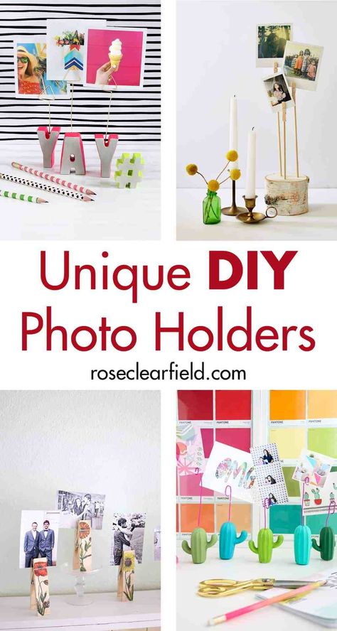 Diy Photo Holder Stand, Diy Polaroid Holder, Diy Photo Stand, Photo Holder Diy, Picture Holder Diy, Retirement Hobbies, Diy Photo Holder, Light Fixture Makeover, Diy Locker