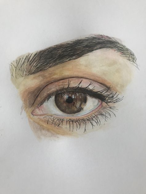 Brown Eyes Drawing Art, Brown Eye Drawing, Brown Eye Painting, Brown Eyes Drawing, Album Design Layout, Fineliner Art, Art Thomas, Watercolor Eyes, Malia Tate