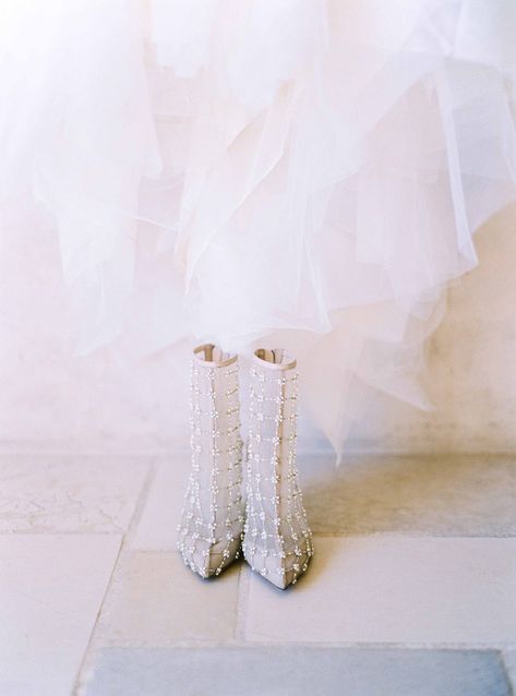 Beaded Booties Unconventional Wedding Shoes, Bride Boots, Fall Wedding Shoes, Wedding Shoe Ideas, Winter Wedding Shoes, Reception Shoes, Unique Wedding Shoes, Shoes For The Bride, Comfortable Wedding Shoes