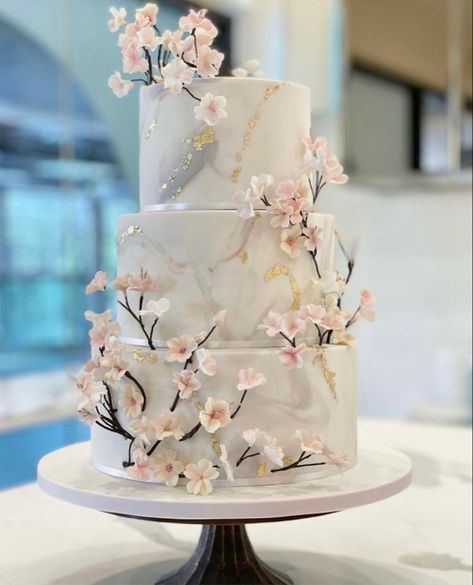 Japan Wedding Theme, Wedding Japanese Theme, Cherry Blossom Cake Ideas, Orem Temple, Sakura Wedding Theme, Japanese Wedding Cake, Japanese Wedding Cakes, Japanese Wedding Theme, Blossom Wedding Cake