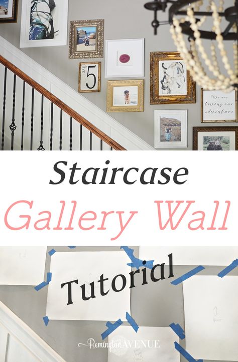 Staircase Gallery Wall Tutorial - Remington Avenue Gallery Wall Ideas Stairs, Photo Gallery Wall Layout, Staircase Gallery Wall, Gallery Wall Tutorial, Stairway Gallery Wall, Staircase Gallery, Gallery Wall Staircase, Small Gallery Wall, Billy Bookcases