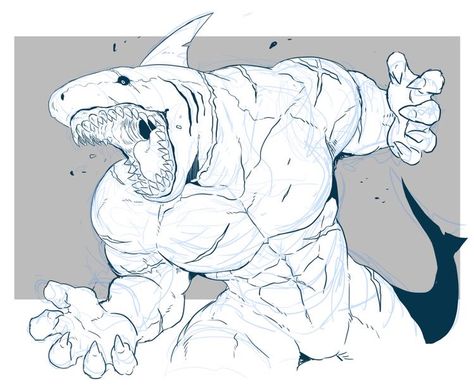 Hammerhead Shark Character Design, Wereshark Character Design, Anthro Fish Character Design, Cool Shark Art, Shark Reference Drawing, Scary Shark Drawing, Sea Monster Oc Male, Shark Oc Male Human, Shark Hybrid Oc