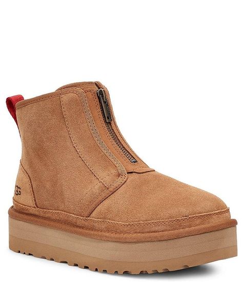 Hailey Bieber Wore New Platform Ugg Boots | Who What Wear UK Ugg Neumel Platform Zip, Ugg Neumel Platform, Ugg Chestnut, Ugg Neumel, Uggs Outfit, Shoes Booties, Suede Booties, Platform Boots, Womens Uggs