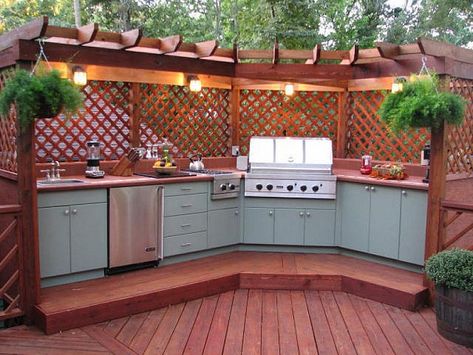 Modular Outdoor Kitchen Idea Outdoor Kitchen Kits, Outdoor Roof, Modular Outdoor Kitchens, Outdoor Kitchen Countertops, Modern Outdoor Kitchen, Outdoor Kitchen Decor, Outdoor Kitchen Plans, Outdoor Kitchen Appliances, Kitchen Kit