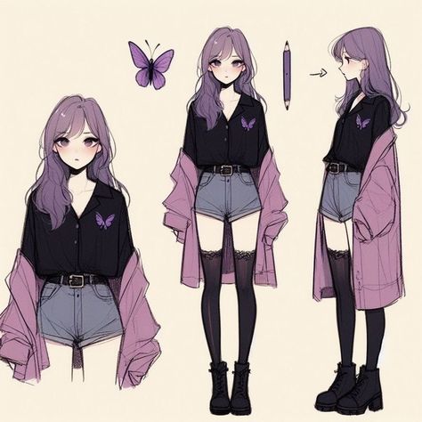 Anime Fashion Outfits Drawing, Anime Outfits Female Drawing, Casual Outfits Anime, Cute Outfits Anime, Character Outfits Female Casual, Oc Details, Drawing Outfits, Cute Drawlings, Oc Outfits