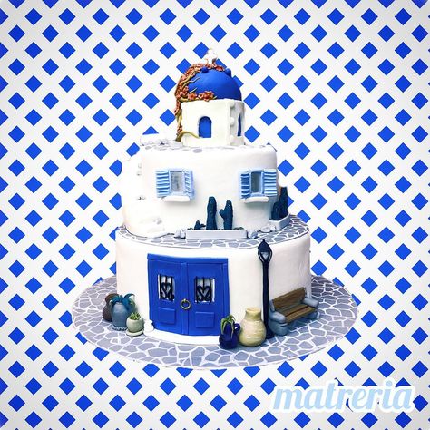 Greek Cake Theme, Santorini Cake Ideas, Greek Theme Cake, Greek Themed Cake, Greek Birthday Cake, Greek Style Wedding, Greek Cakes, Minimalistic Birthday, Greek Party Theme