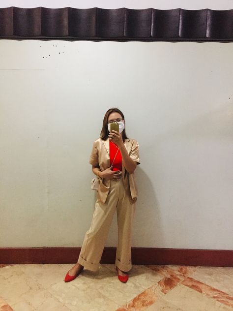 Khaki, Red and Gold colors Red And Gold, Gold Color, Casual Outfits, Pants, Red, Color