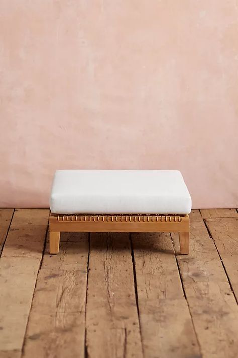 Sonoma Woven Teak Ottoman | Anthropologie Modular Fashion, Reclaimed Wood Benches, Daybed Cushion, Ceramic Stool, Bistro Table Outdoor, Teak Bench, Sun Porch, Modern Ottoman, Outdoor Pouf