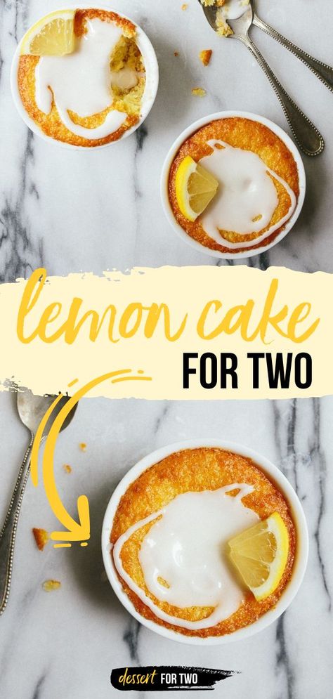 Lemon Cake for Two, summer desserts, small cake recipes Fall Ramekin Desserts, Recipes In Ramekins, Ramican Recipes, Ramekin Recipes Dessert, Ramekins Dessert, Ramkin Recipes, Small Cake Recipe, Ramekin Desserts, Mini Lemon Cakes