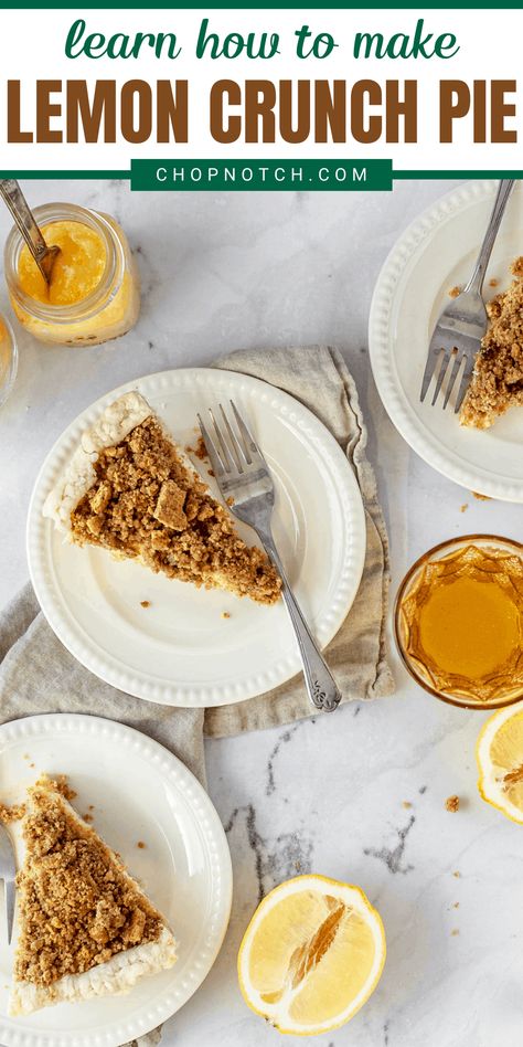 This pie is one of the simplest yet most delicious pies you can make. Fresh lemon juice and zest ensures the flavor is top-notch. Lemon Crunch, Apple Crescent, Meyer Lemon Recipes, Walnut Pie, Dessert Pie, Pies Recipes, Easy Pie, Pie Crusts, Lemon Pie