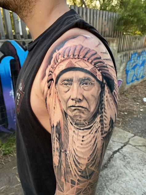 Chief Joseph, Native American Men, American Men, Tattoos Ideas, Melbourne Australia, Polynesian Tattoo, Portrait Tattoo, Tatting, Native American