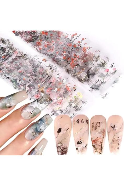 Wash Painting Nail Foil Plum Blossom Bamboo Nail Design Stickers Decals Holographic Nail Foils Starry Sky Star Transfer Foil Nail Wraps for Nail Art DIY Decoration - 10 Sheets Nail Foils, Wash Painting, Nail Foil, Design Stickers, Transfer Foil, Foil Nails, Holographic Nails, Diy Decoration, Plum Blossom