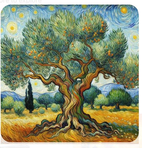 Van Gogh Olive Trees, Van Gogh Watercolor, Van Gogh Landscapes, Giant Canvas, Starry Night Art, Branch Art, Arte Van Gogh, Gouache Art, Beautiful Art Pictures