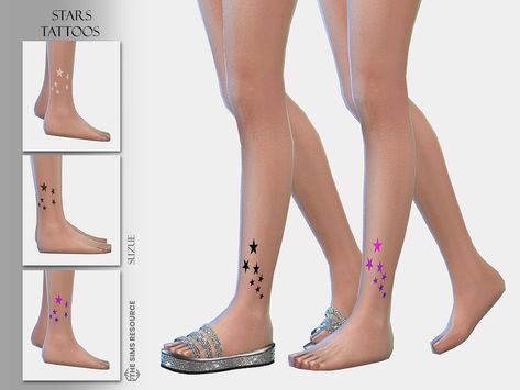 The Sims Resource - Stars Tattoos N28 Sims 4 Cc Tattoo Cute, Sims 4 Leg Tattoo Cc, Sims 4 Star Tattoo, Sims 4 Cc The Sims Resource Tattoos, Sims 4 Moon Tattoo, Sims Accessories, Sims 4 Tattoos, Goth Scene, Double Piercing