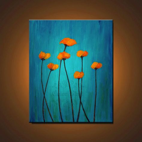 Living Room Art Painting, Mini Tela, Easy Acrylic Painting, Acrylic Painting Flowers, Simple Canvas Paintings, Poppy Painting, Simple Acrylic Paintings, Creative Painting, Diy Canvas Art Painting