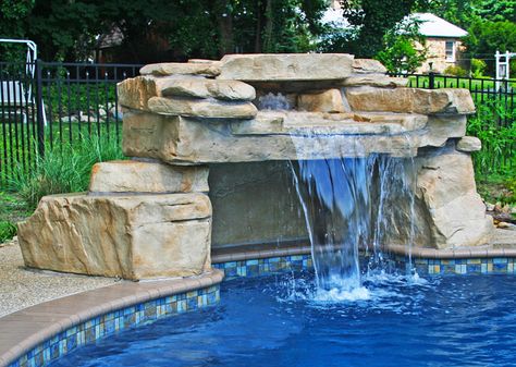 Anthony Sullivan Pools, MD Pool Grotto, Pool Waterfalls, Swimming Pool Waterfall, Building A Swimming Pool, Swimming Pool Photos, Rock Waterfall, Swimming Pool Landscaping, Pool Water Features, Waterfall Design