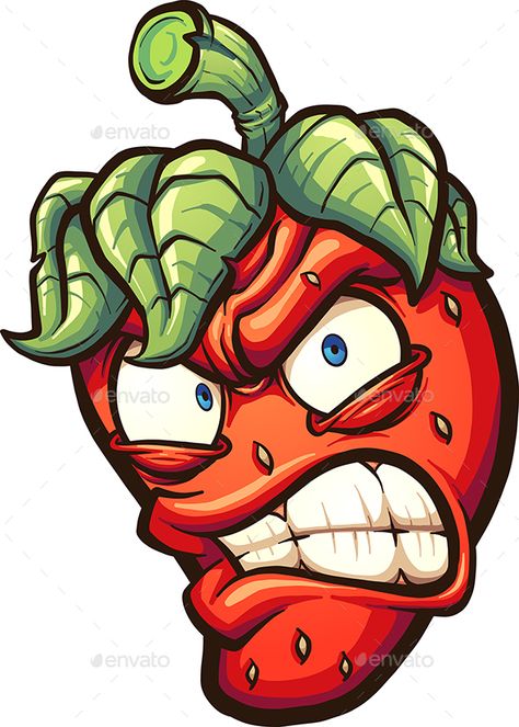 Angry cartoon strawberry. Vector clip art illustration with simple gradients. All in a single layer. EPS10 file included. Strawberry Vector, Angry Cartoon, Cartoon Cupcakes, Cartoon Strawberry, Packaging Illustration, Easy Drawing Steps, Fruits Drawing, Graffiti Doodles, Candy Packaging