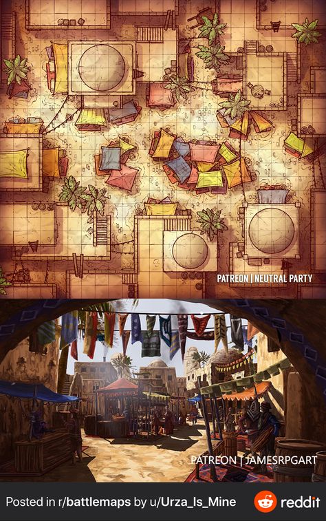 Desert Bazaar, Cartographers Guild, Dnd Inspiration, Building Map, Tabletop Rpg Maps, Map Pictures, Rpg Maps, Dungeon Maps, D D Maps