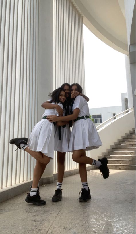 Dps School Aesthetic, Indian School Farewell Aesthetic, School Aesthetic Indian, Indian School Aesthetic, Dps School, Senior Szn, School Trends, Bff Poses, School Skirt