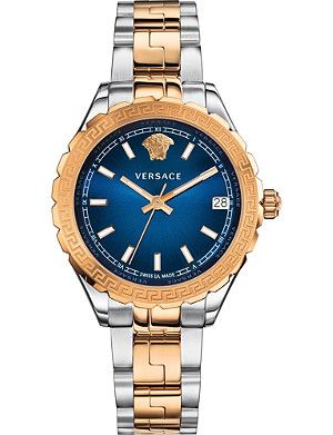 VERSACE V12060017 Hellenyium stainless steel and gold watch Mens Watches Affordable, Versace Brand, Luxury Watch Brands, Versace Watch, Casual Watches, Two Tone Watch, Luxury Watches For Men, Stainless Steel Band, Watch Sale