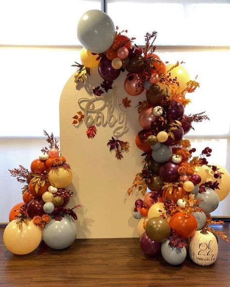 Fall Bridal Balloon Arch, Autumn Wedding Balloon Arch, Fall Theme Balloon Garland, Fall Wedding Balloons, Fall Theme Decorations, Fall Wedding Balloon Arch, Fall Decor For Party, Autumn Balloon Garland, Fall Color Balloon Arch