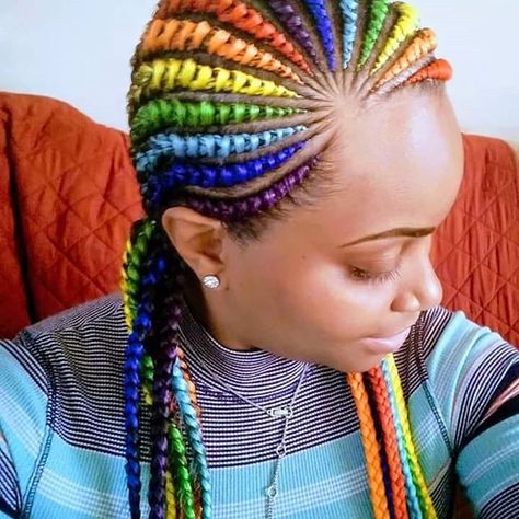 Cornrows Hairstyles 2019 | New Natural Hairstyles Bob Box Braids Styles, African American Braided Hairstyles, Braiding Hair Colors, Cornrows Hairstyles, Rainbow Braids, New Natural Hairstyles, Frontal Hairstyles, Cornrows Braids, Cornrow Hairstyles