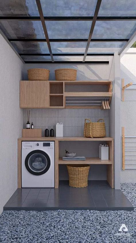 Patio Laundry Room Ideas, Laundry Outside Ideas, Laundry In Balcony Ideas, Service Room Ideas, Laundry Room Outdoor Ideas, Logias Ideas, Back House Ideas, Outside Washer And Dryer Ideas, Laundry Outdoor Ideas